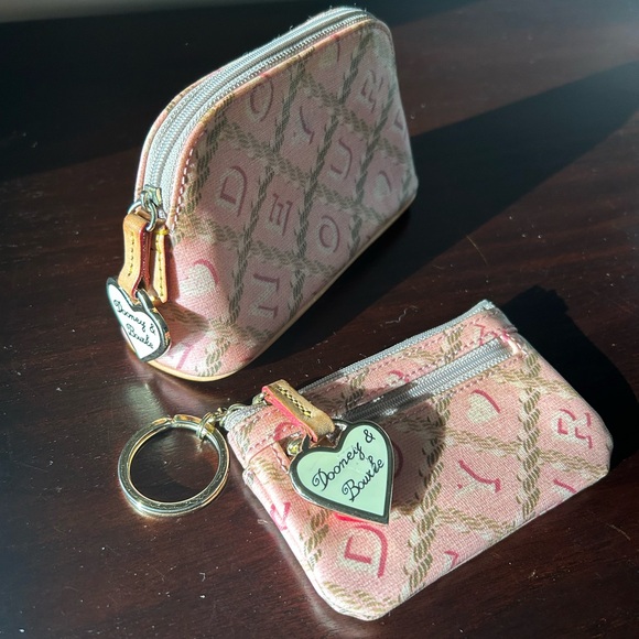 Dooney & Bourke Pink Monogram Pouch Duo Makeup & Coin/Key - Picture 2 of 11